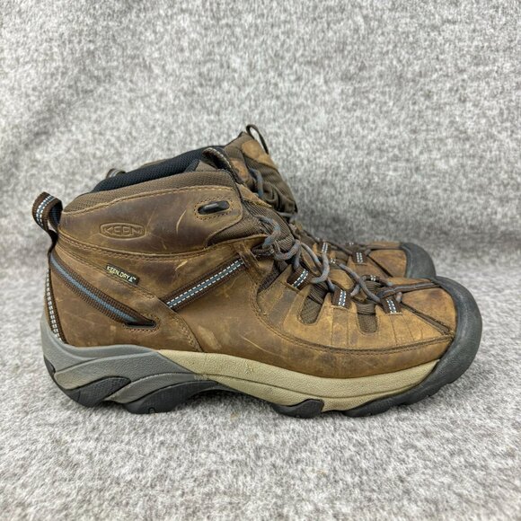✅ Men’s 12 Keen Targhee Brown Leather Hiking Boots Waterproof Keen-dry Cap-Toe - Picture 1 of 11